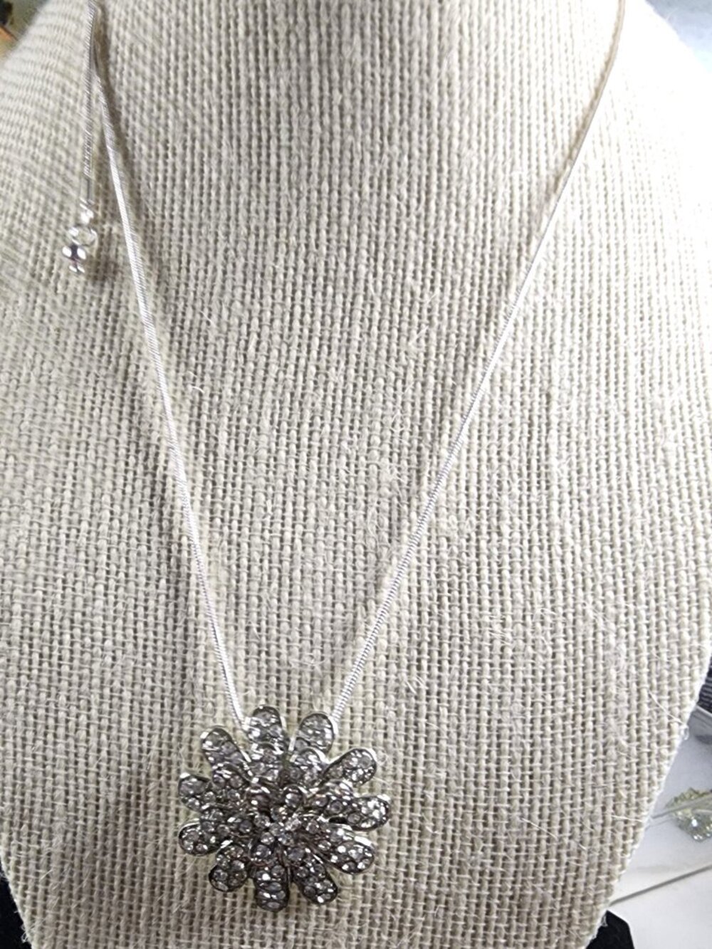 Hand Crafted Silver Toned Chain Brooch Necklace